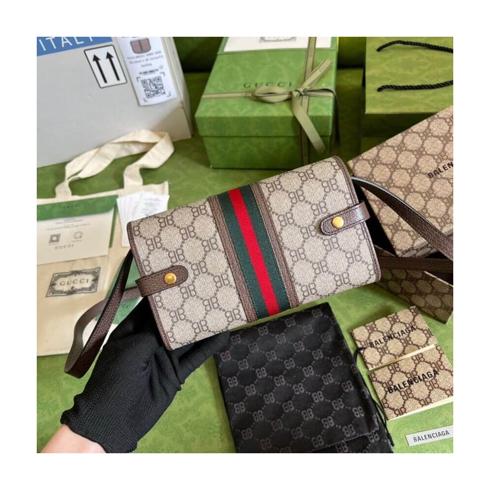 Balenciaga x Gucci Hacker Mini Crossbody Bag Coffee view 3