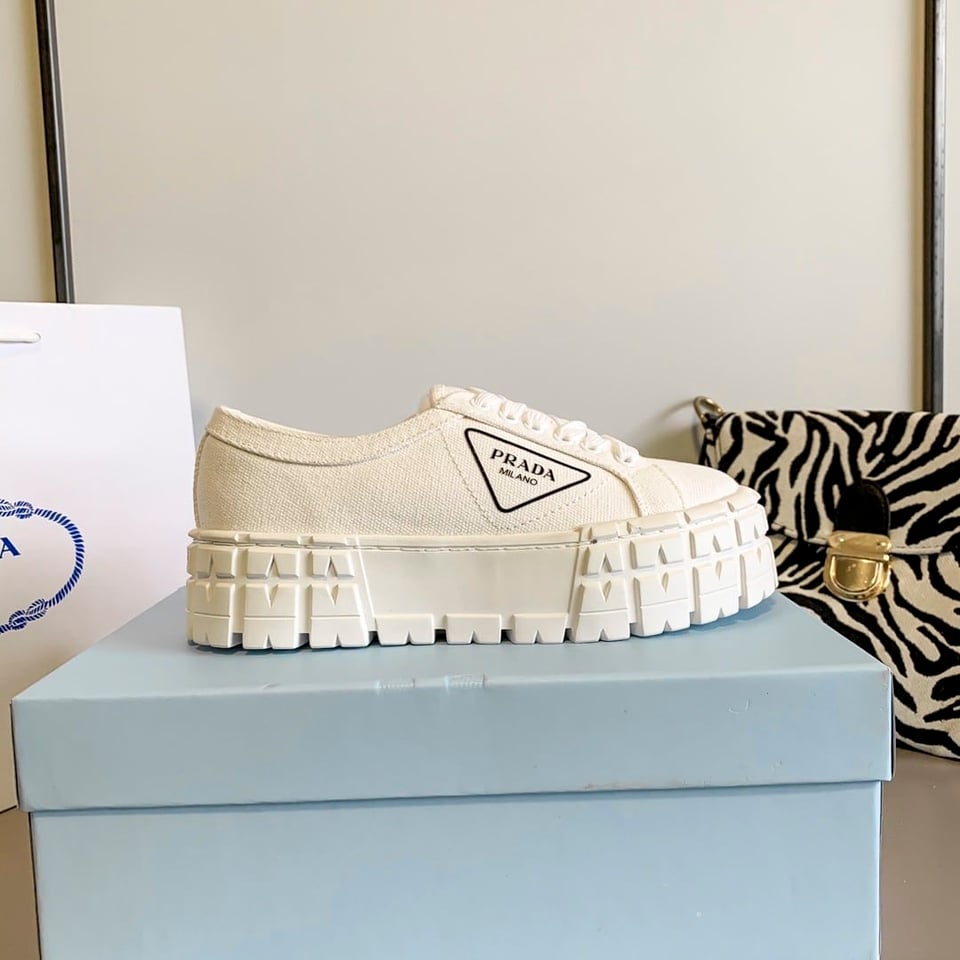 Prada Double Wheel Re Nylon Gabardine Sneaker White 1E260M 3Lfx F0009 F B050 view 4