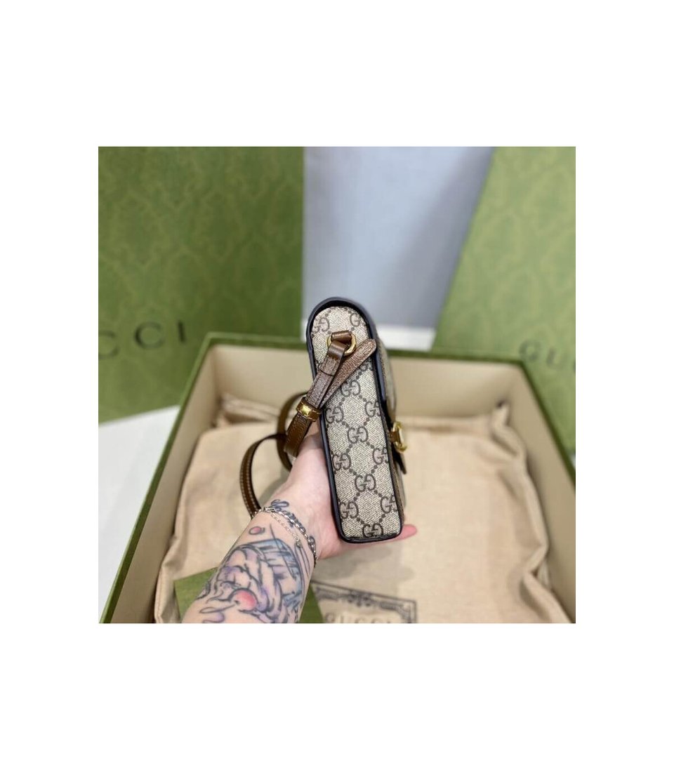 Gucci GG Supreme Horsebit 1955 Mini Bag Brown view 11