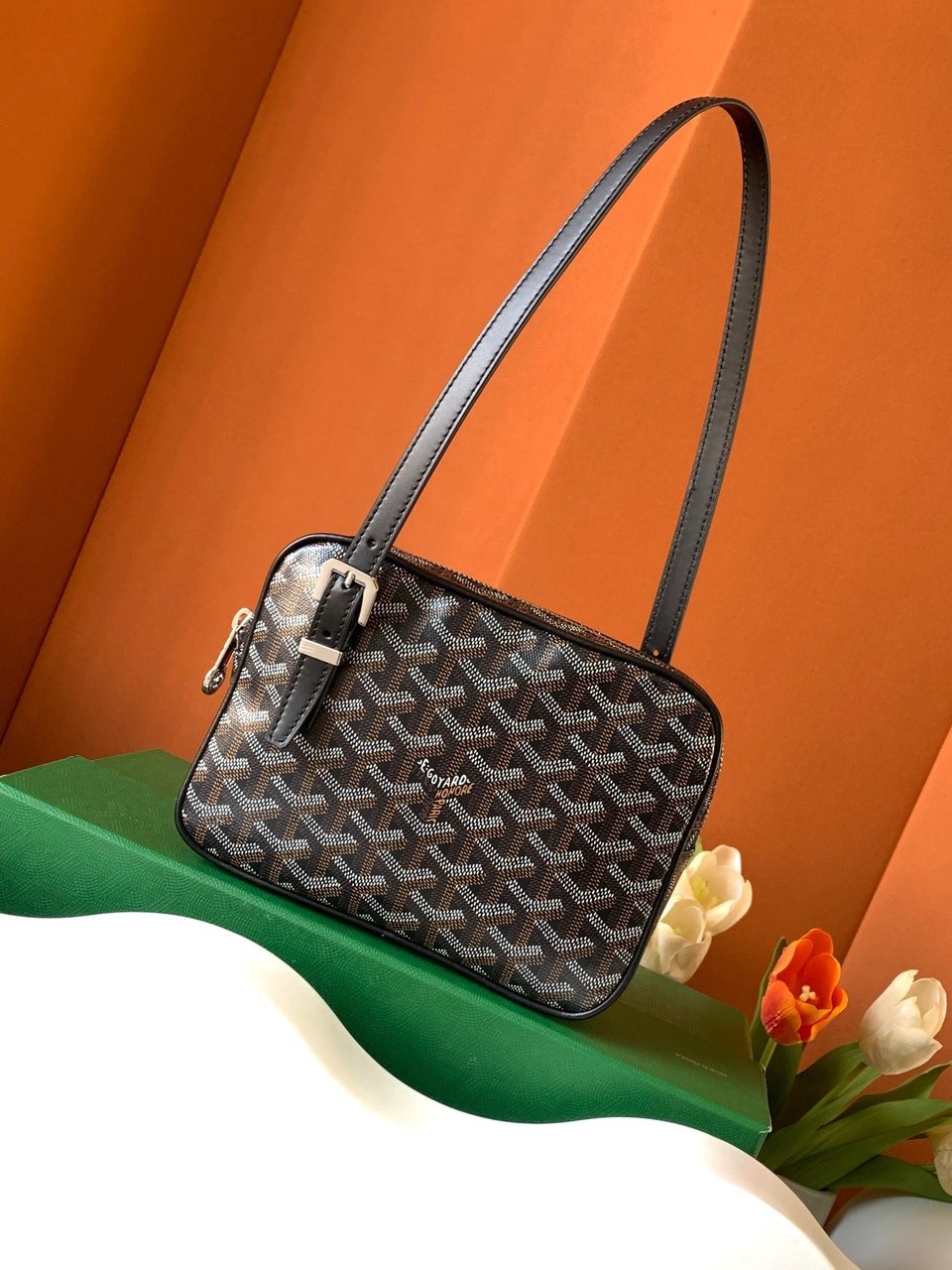 Goyard Yona Bag Coated MM 21Cm Black Canvas view 4