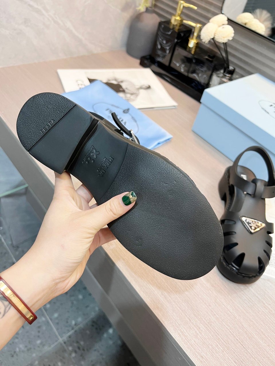 Prada Sporty Foam Rubber Sandals Black 1X857M 3Lkk F0002 F 050 view 6