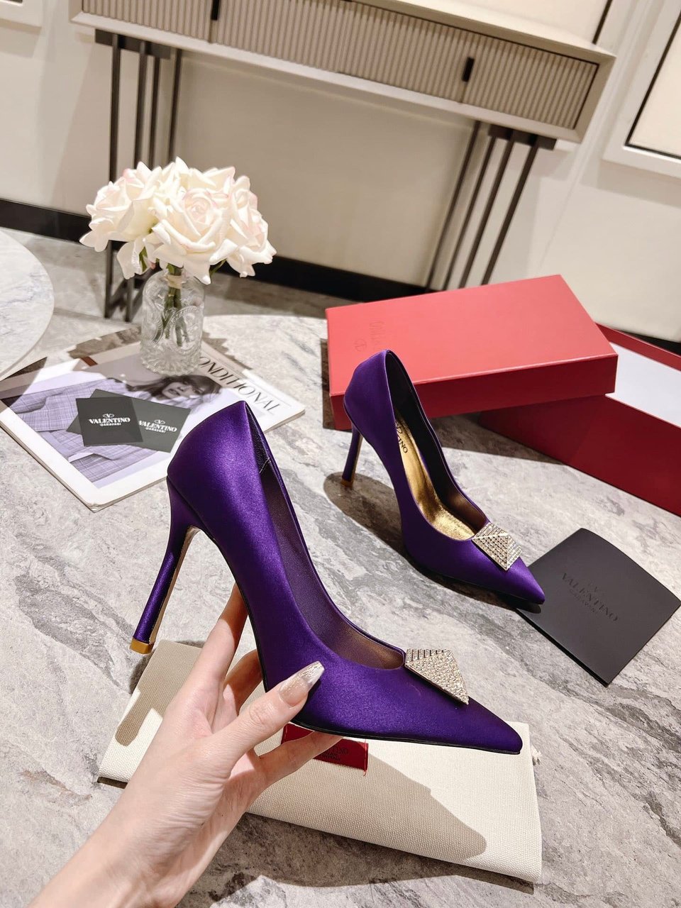 Valentino Garavani One Stud Pump With Crystals Purple 2W2S0Fh8Ulm 73E view 8
