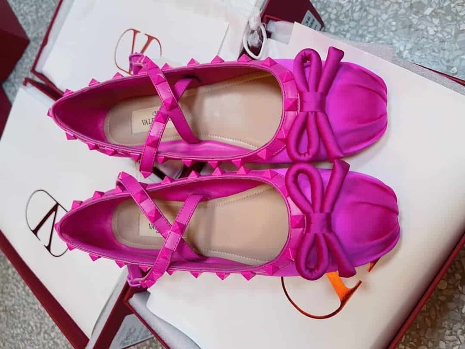 Valentino Garavani Rockstud Satin Ballerinas With Tone On Tone Studs Pink 3W2S0Hb6Mju Uwt view 3
