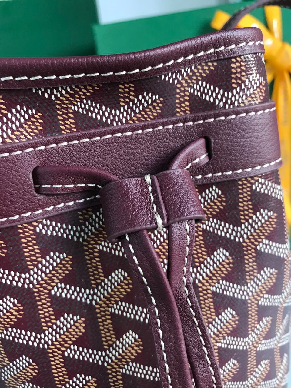Goyard Petit Flot Bucket Bag 22 Cm Wine Red Goyardine Canvas And Lambskin Trim view 8