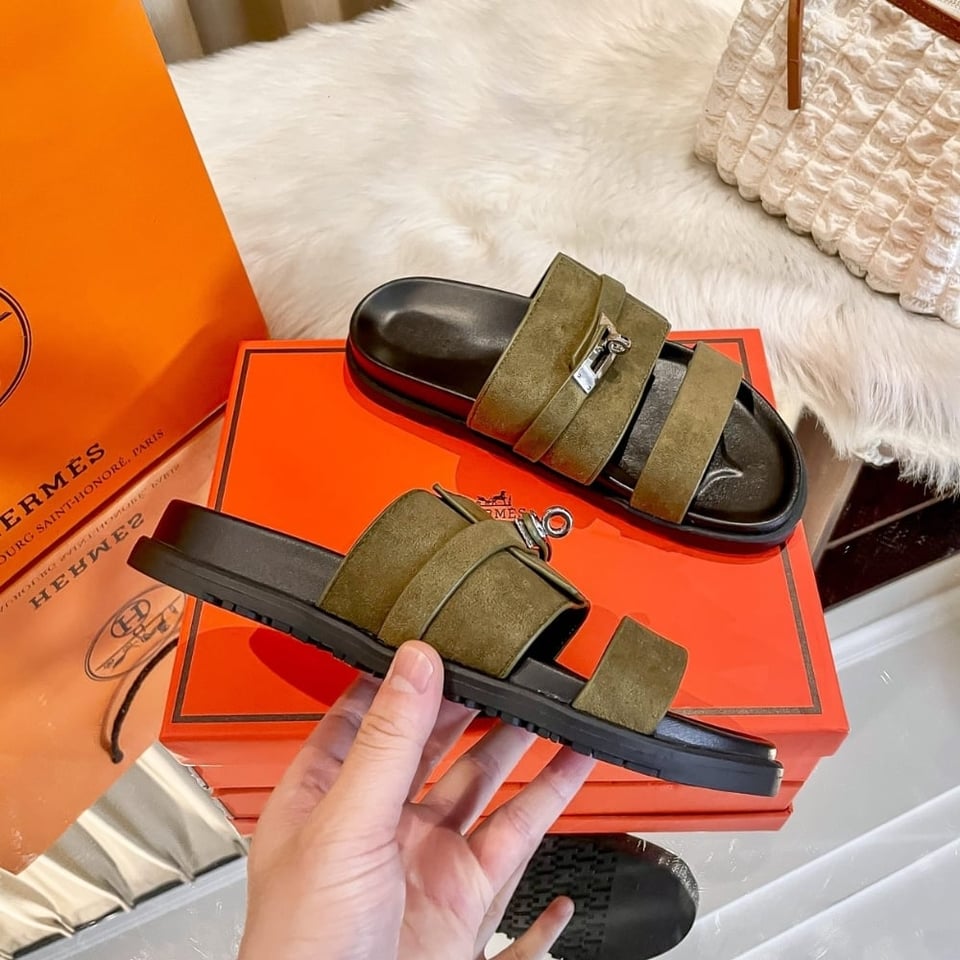 Hermes Jackson Sandal Tundra Green H242948Zh1R420 view 3