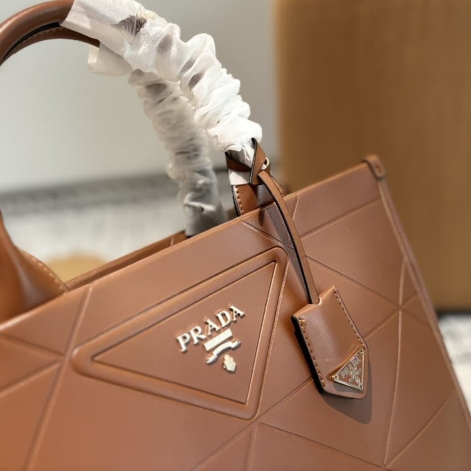 Prada Small Symbole Bag With Topstitching Caramel 28Cm view 6