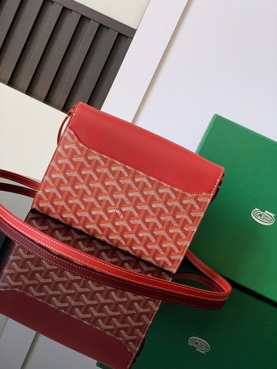 Goyard Chypre Wallet-Pouch 21cm Classic Red Goyardine Canvas And Calfskin view 10