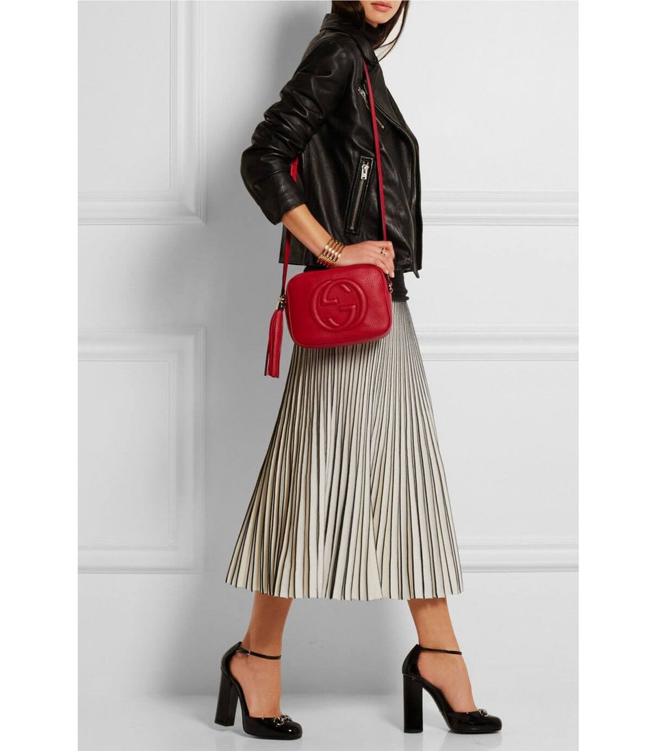 Gucci Soho Small Leather Disco Bag Red view 5