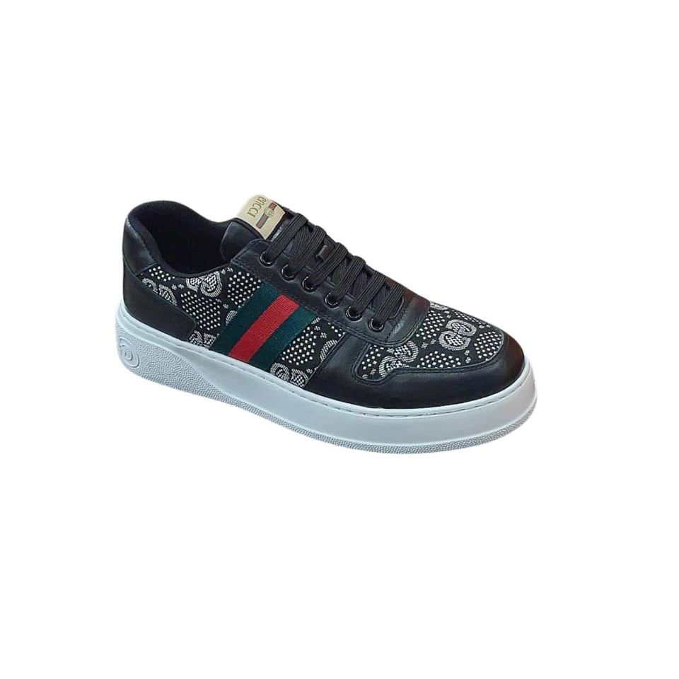 Gucci Screener Gg High Top Sneaker Leather In Black view 2