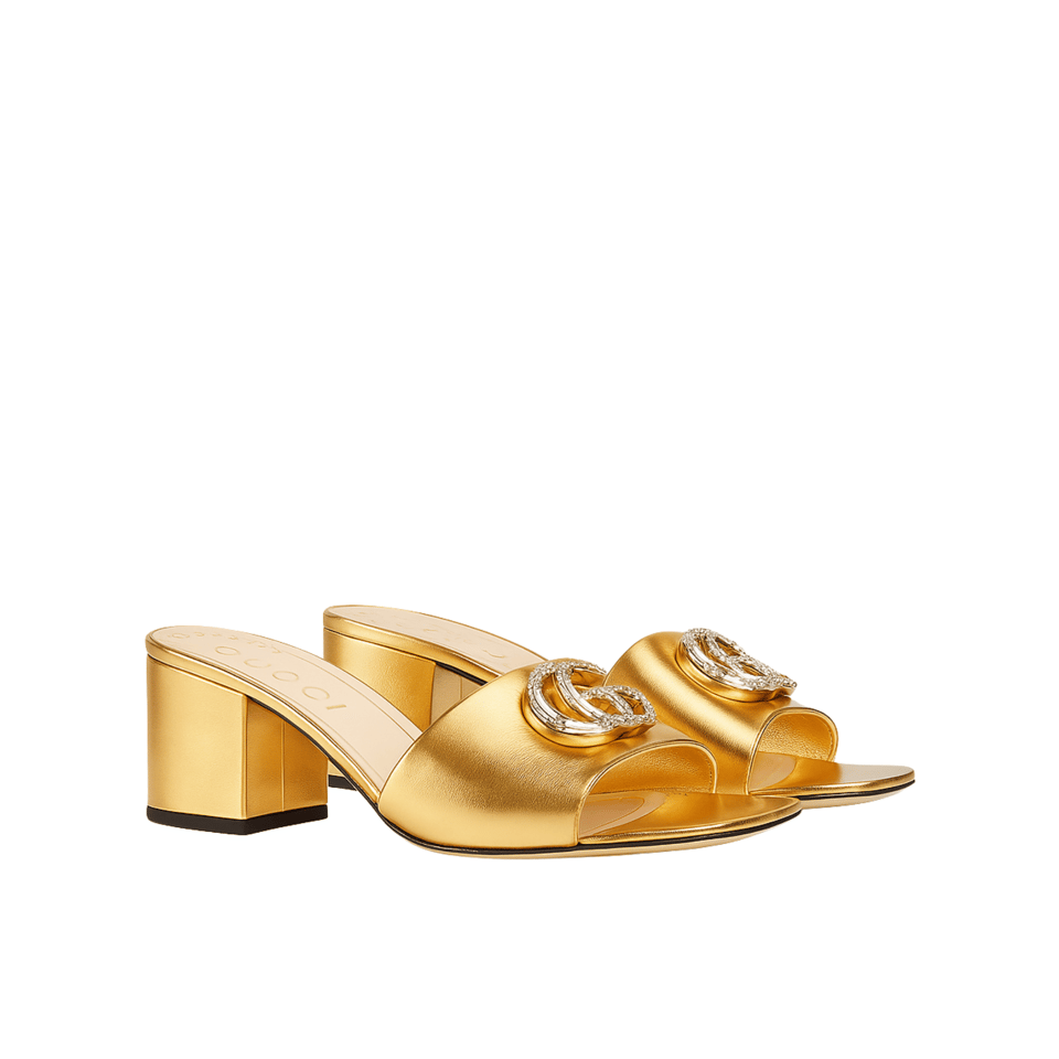 Gucci Nojum Women’S Slide Sandal Metallic Gold ?817257 B8B00 8024 view 2