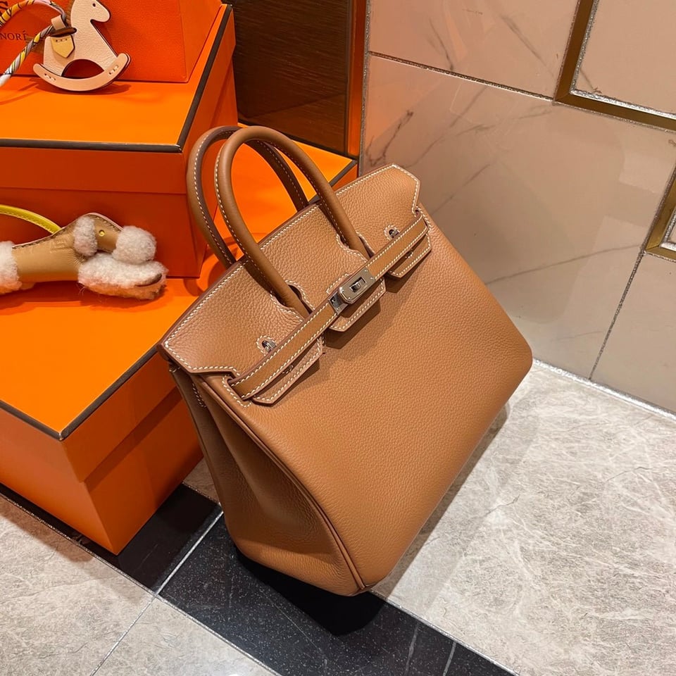 Hermes Birkin 25Cm Gold Togo Leather Silver Hardware view 3