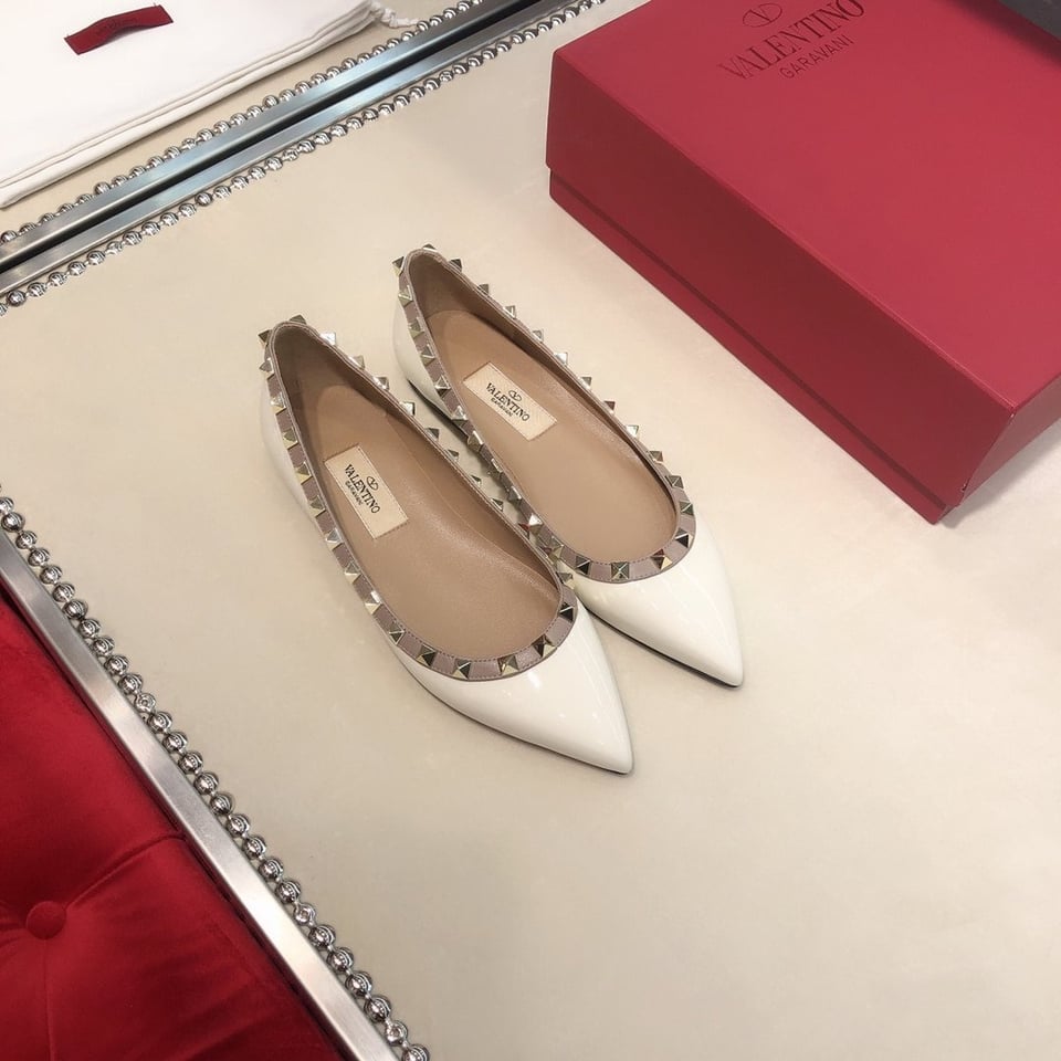 Valentino Patent Rockstud Ballet Flat White view 7