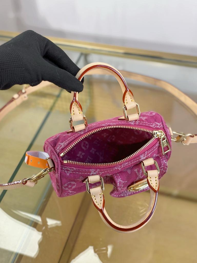 Louis Vuitton Nano Speedy Bag Fuchsia Denim 16cm M27603 view 9