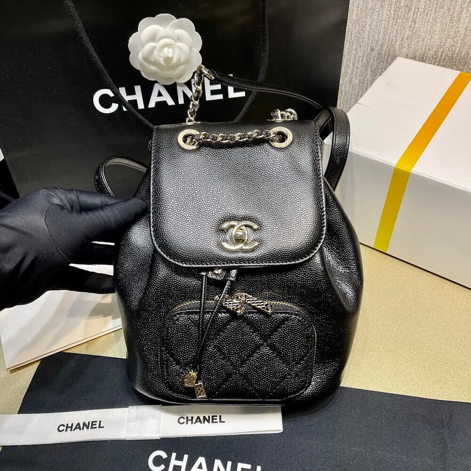 Chanel Business Affinity Mini Backpack in Black Caviar 25.4cm view 9