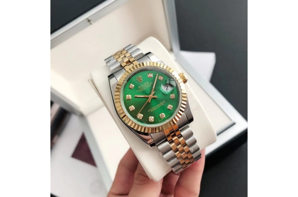 Rolex Datejust 36/28mm RG/SS Jub Green/Dial view 3