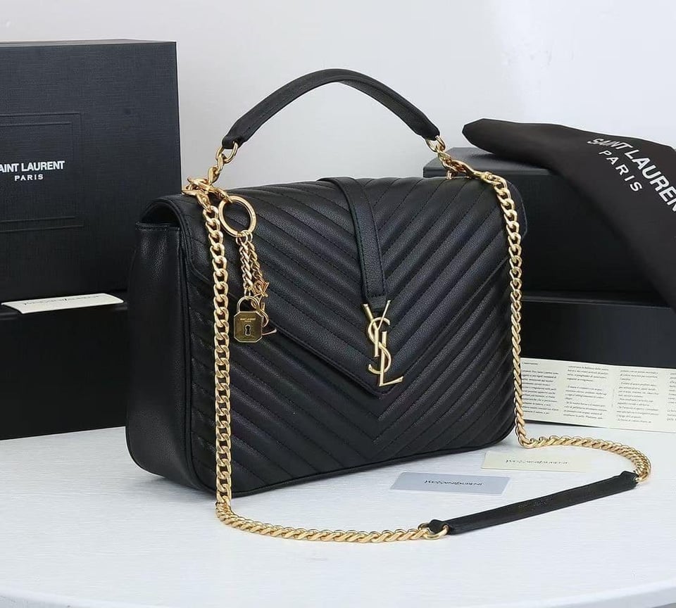 Saint Laurent College Large Chain Bag Black 25Cm view 10