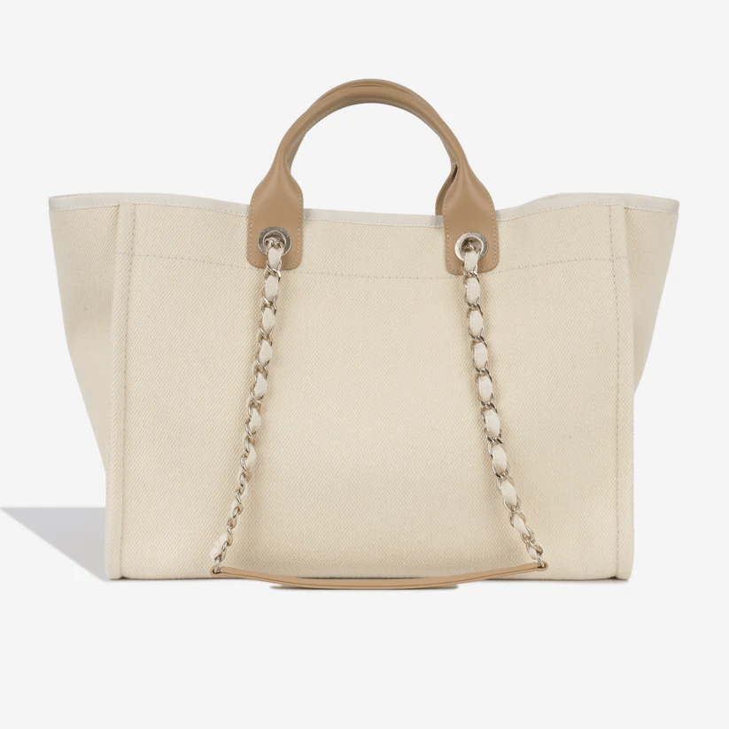 Chanel Shopping Bag With Pearls White 38Cm view 4