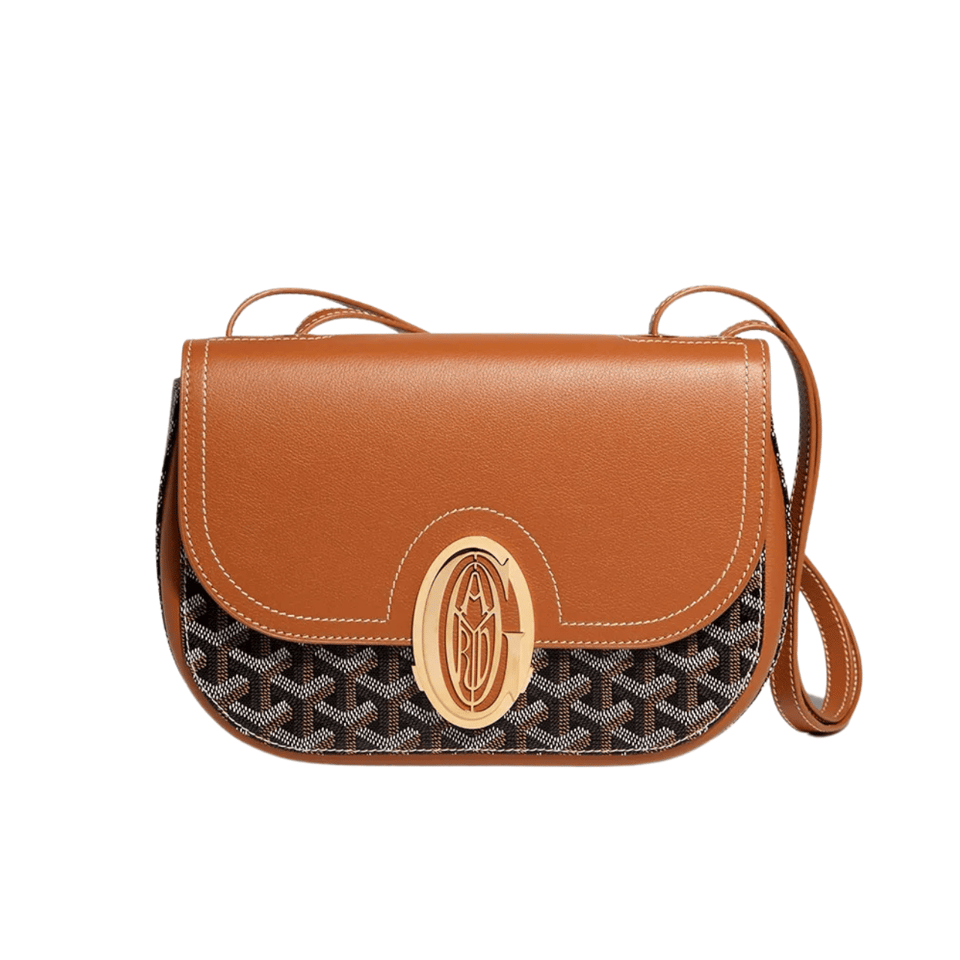 Goyard 233 Bag 25 Cm Tan Calfskin And Black Goyardine Canvas 25cm view 2