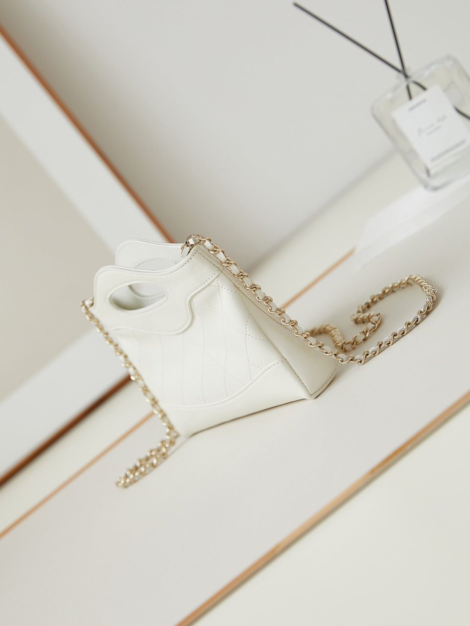 Chanel 24S31 Nano Shopping Bag 17.5Cm White Lambskin Gold Hardware view 4