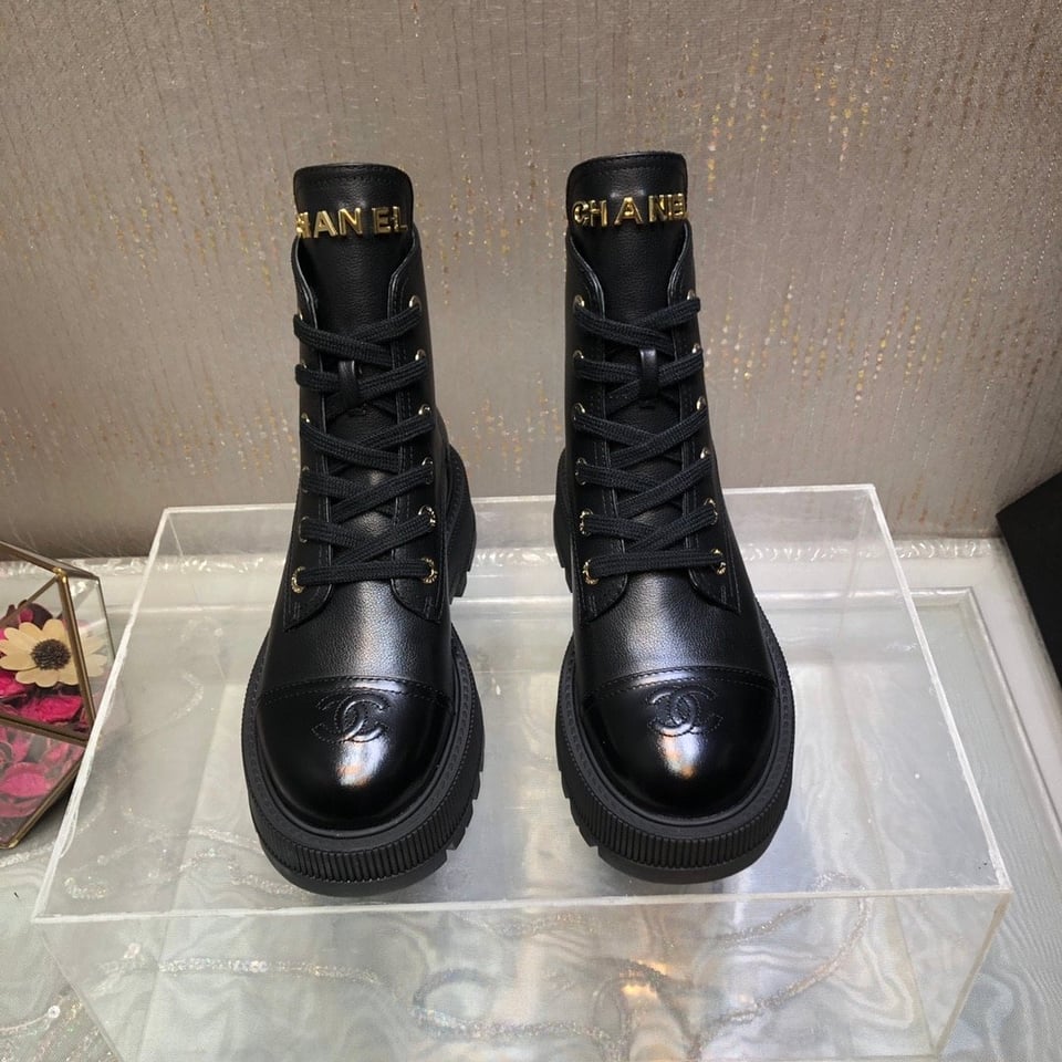 Chanel Cc Lace Up Boot Black G45124 B14018 94305 view 8