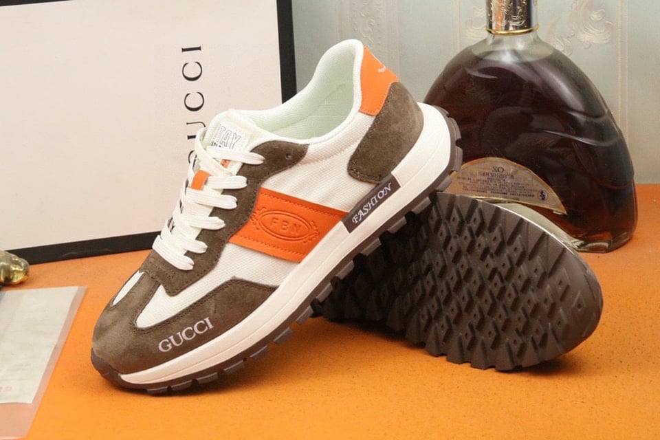 Gucci Men’S Sneaker Low Top Brown And Orange view 7