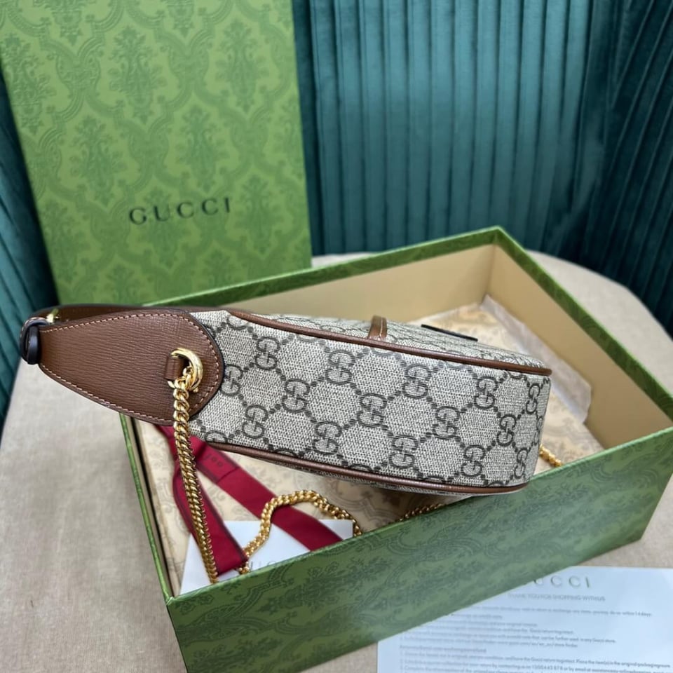 Gucci Half-Moon-Shaped Mini Bag with Interlocking G Brown view 15