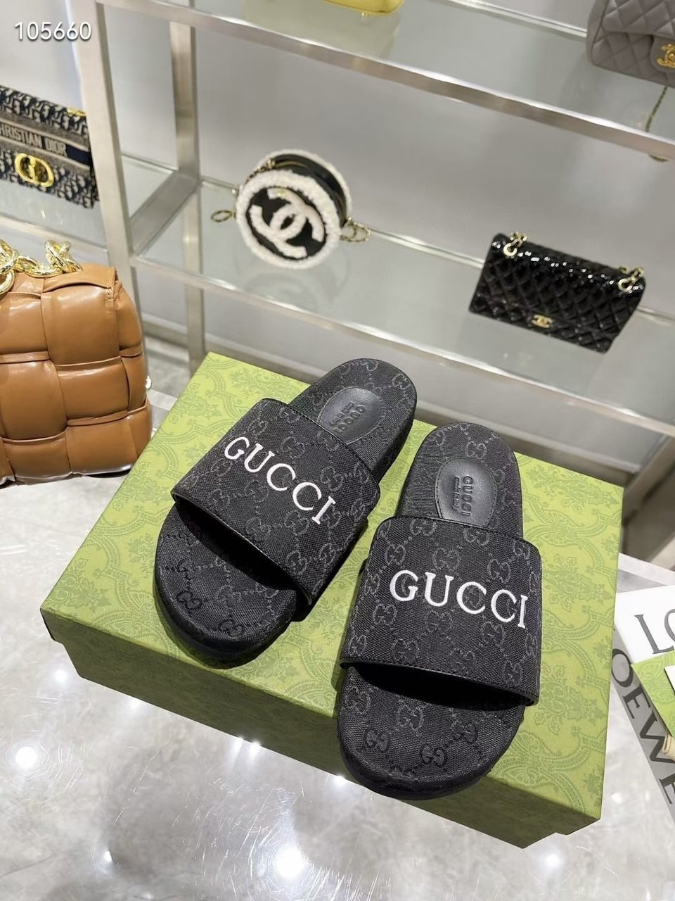 Gucci Women’S Gg Canvas Slide Sandal Black view 8