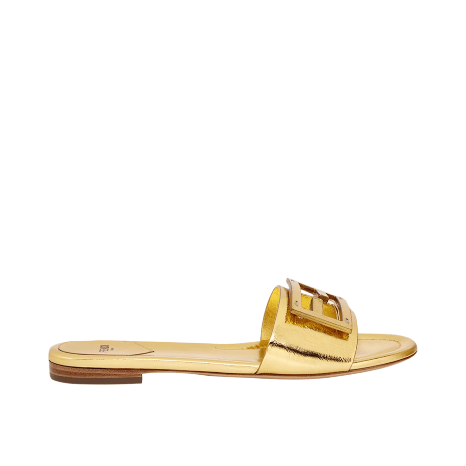 Fendi Baguette Gold Nappa Leather Slides 8R8136Ai16F0Xv6 view 2