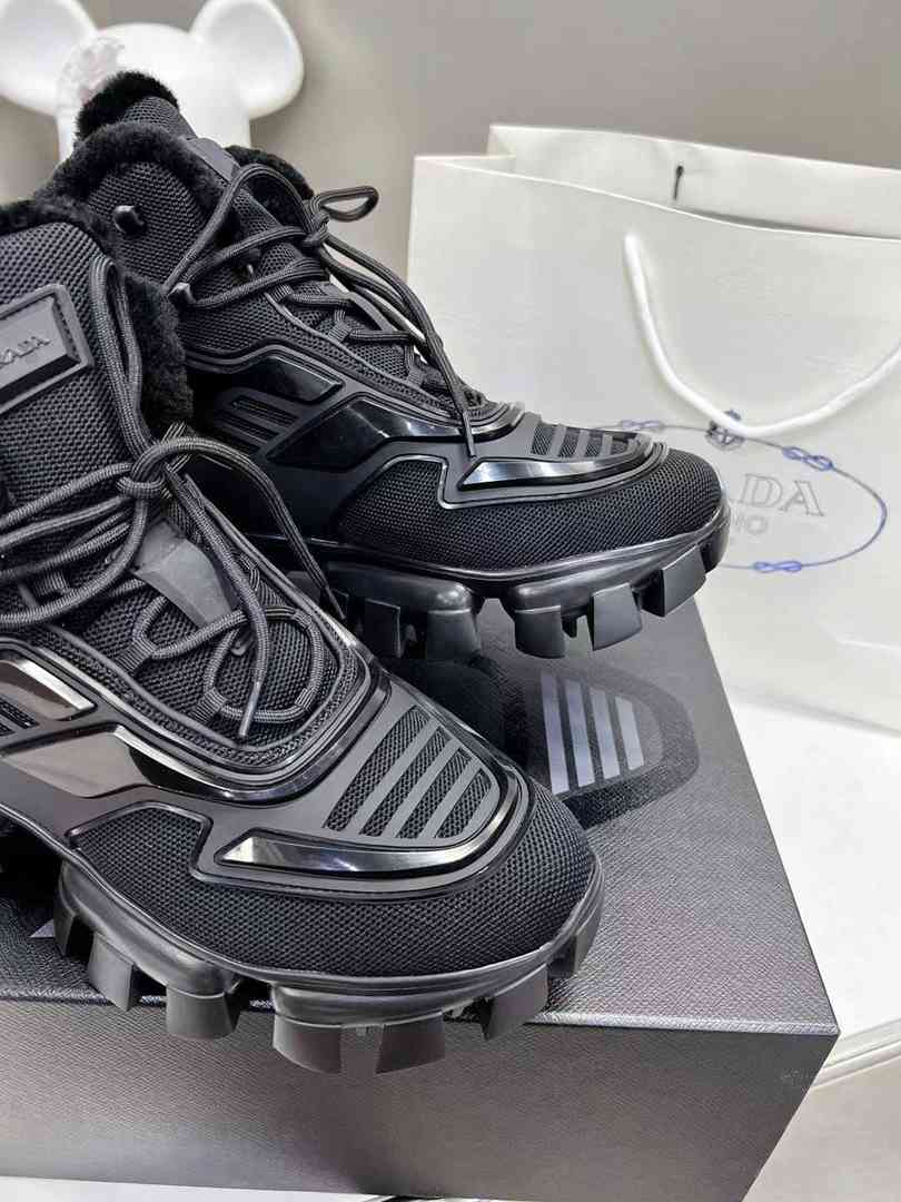 Prada Cloudbust Thunder High Top Sneakers Black view 3