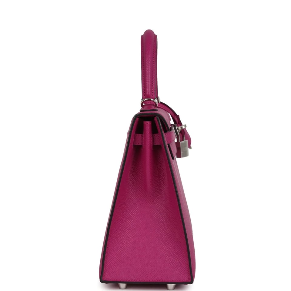 Hermes Kelly 25 Bag In Rose Pourpre Epsom Leather For Women 25cm/10in view 4