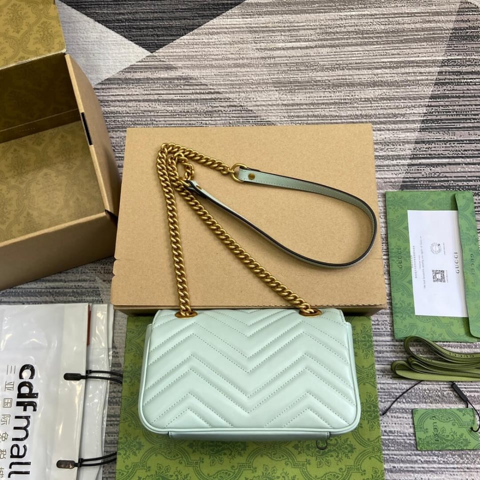 Gucci GG Marmont Matelasse Mini Bag Pale Green view 7