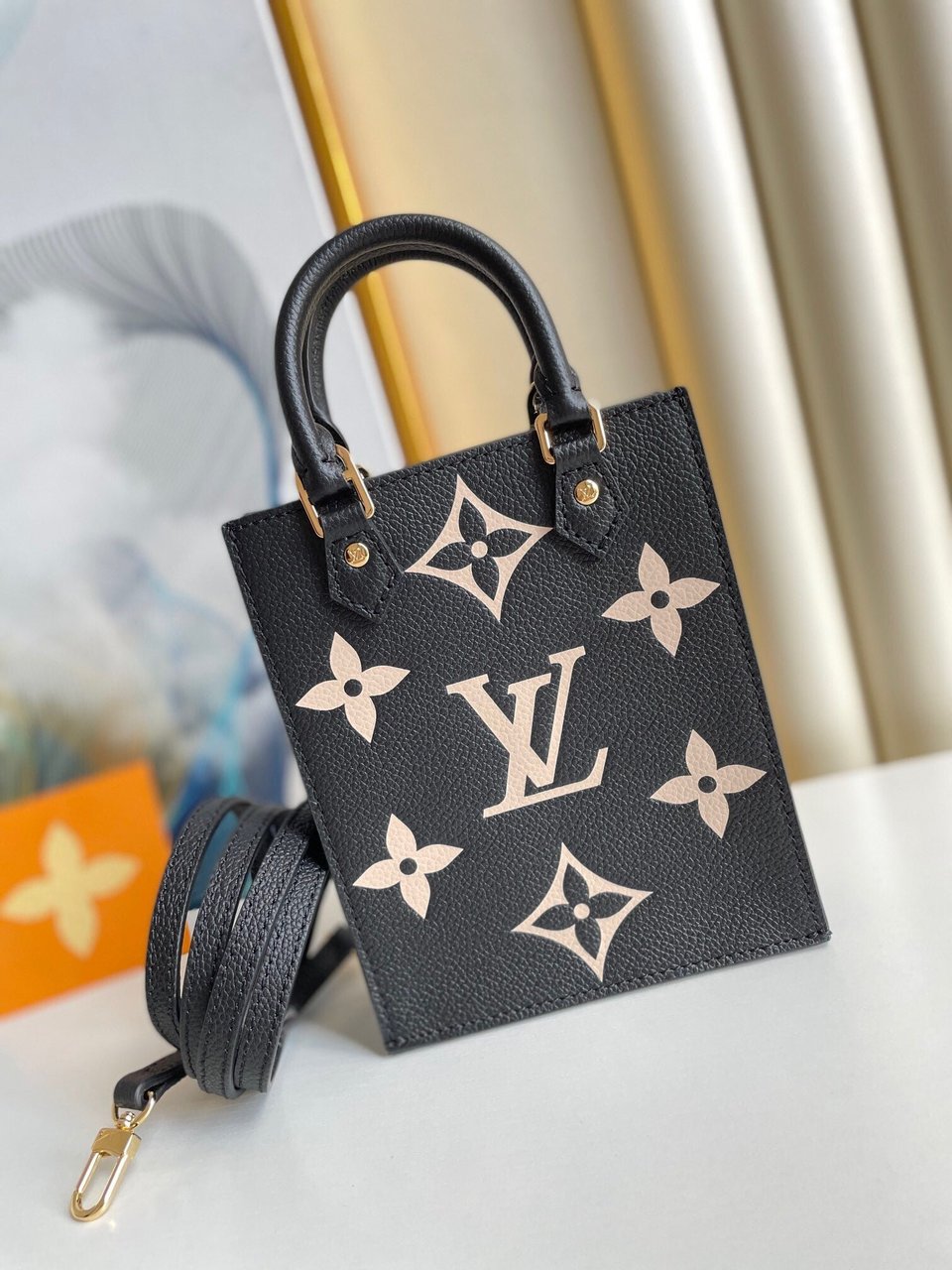 Louis Vuitton Petit Sac Plat 17Cm Black And Beige view 8