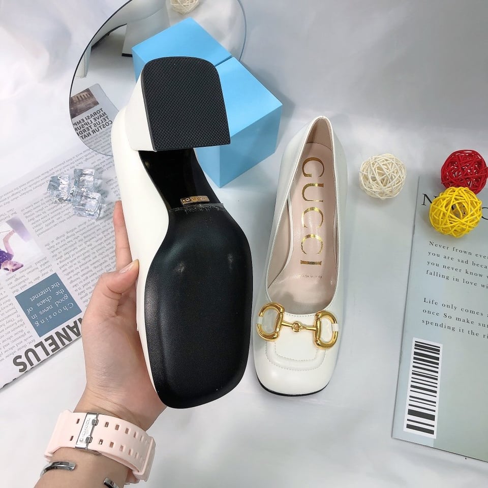 Gucci Women?S Mid Heel Pump With Horsebit White view 4