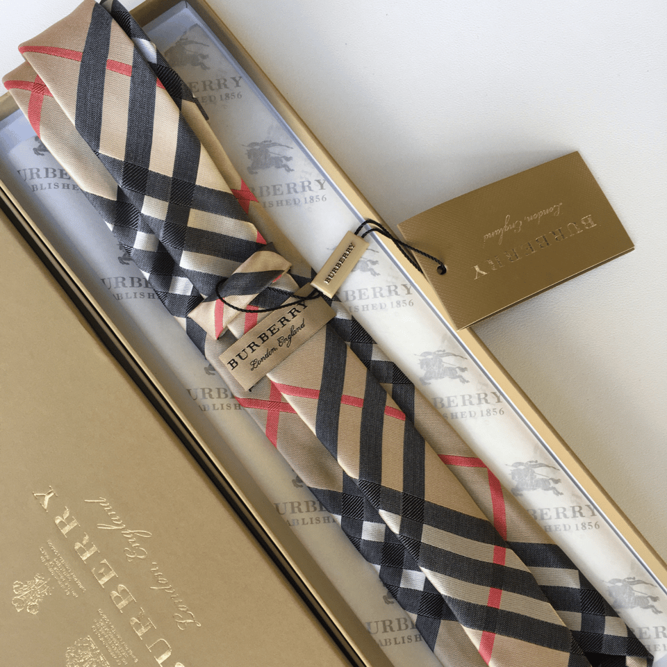 Burberry Beige Classic Check Silk Tie For Men view 7