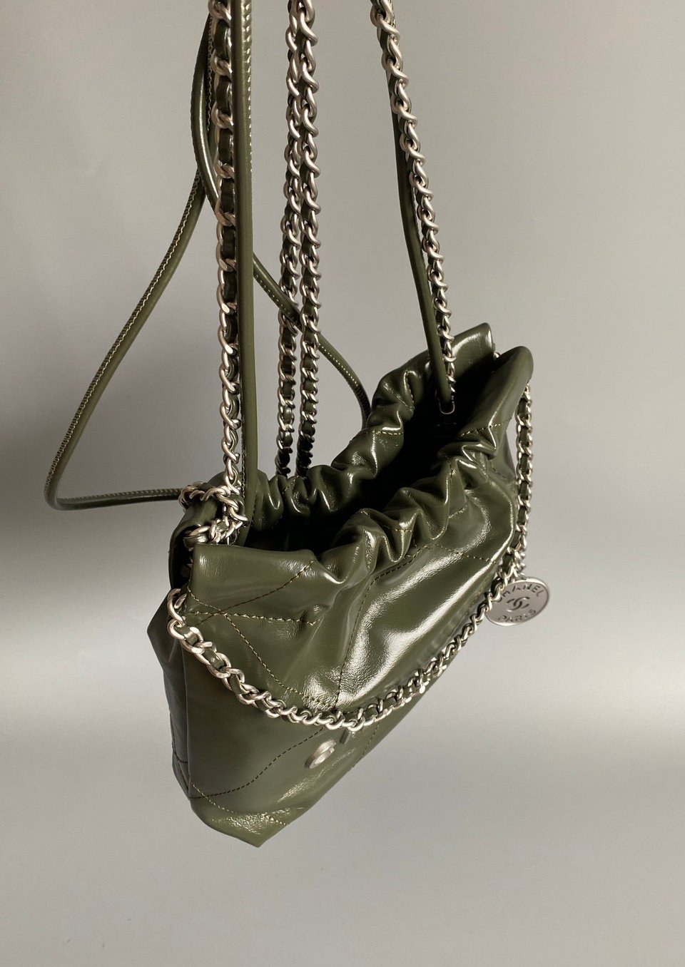Chanel Hobo Mini 20Cm Olive Lambskin view 4