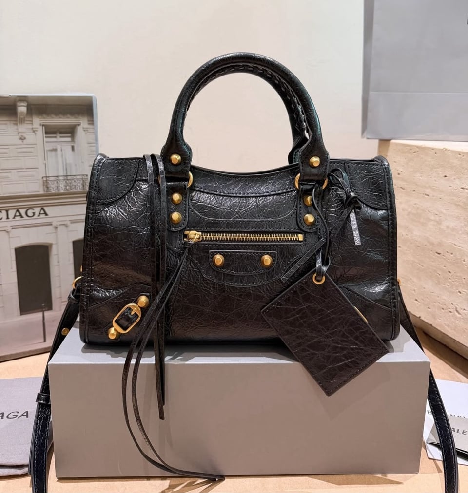 Balenciaga Black Lambskin Leather Giant Silver Work Bag 30cm/11.8in view 2