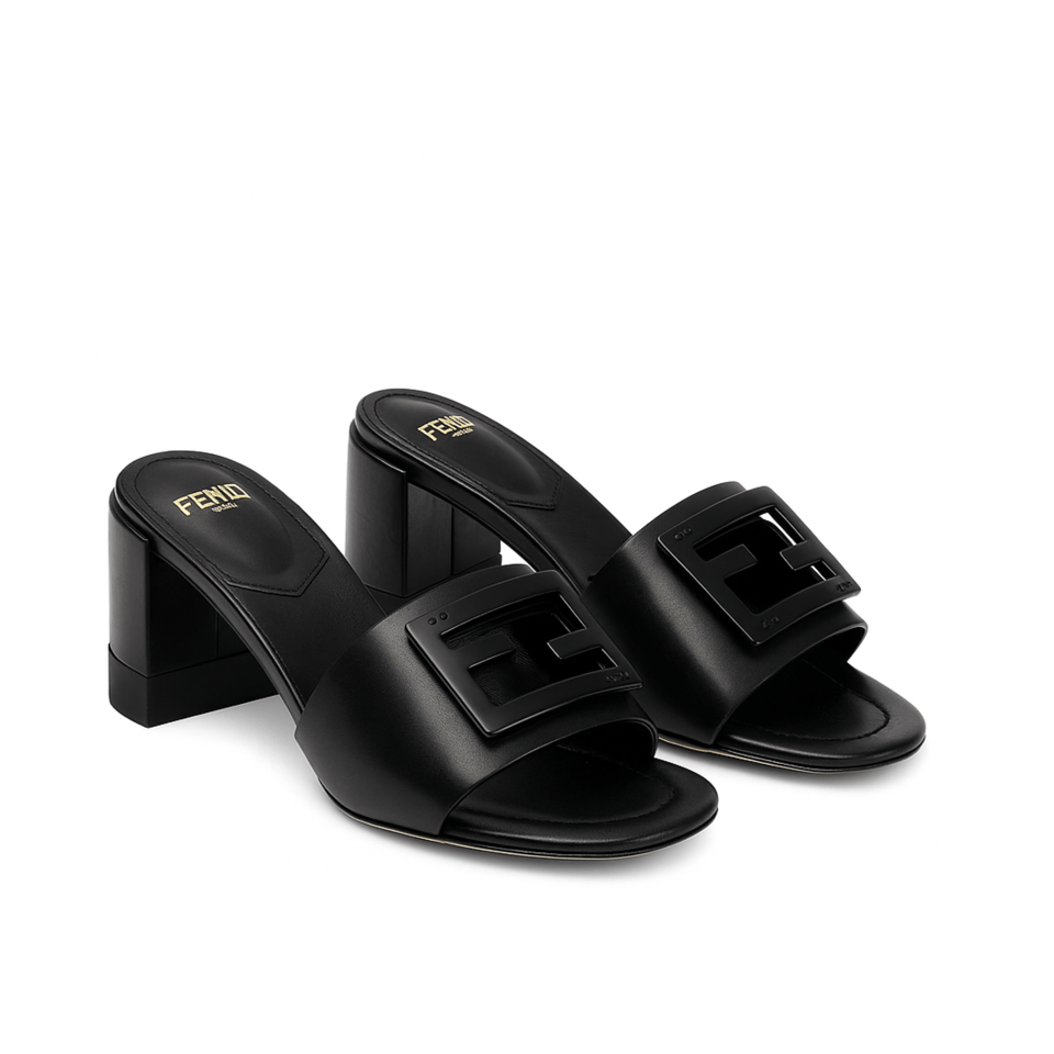 Fendi Signature Leather High Heel Black view 2