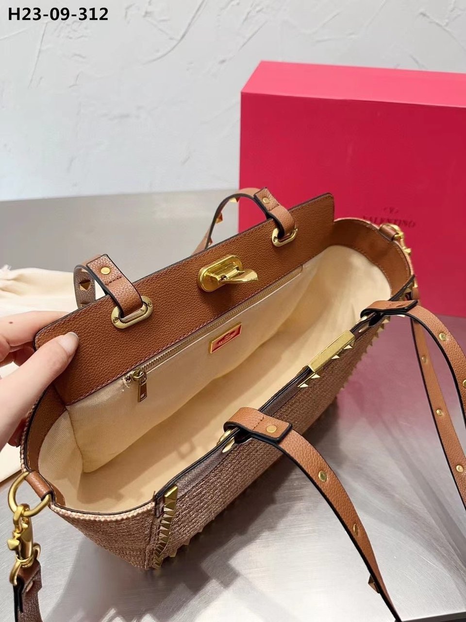 Valentino Rockstud Tote Bag Brown 28Cm view 9