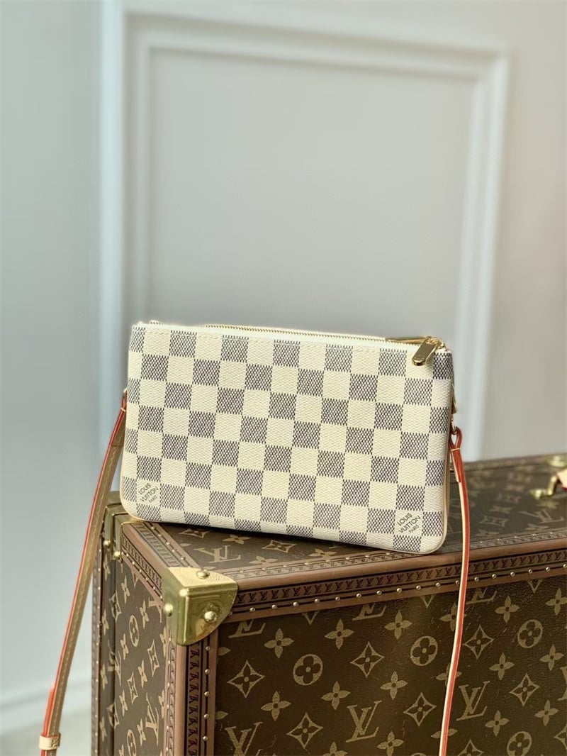 Louis Vuitton Damier Azur Double Zip Pochette 20Cm N60460 view 4