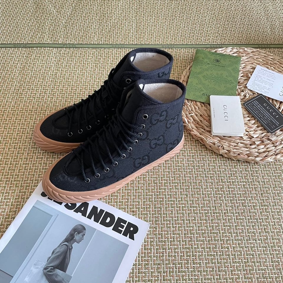 Gucci All Over Gg Logo High Top Sneakers Black view 7