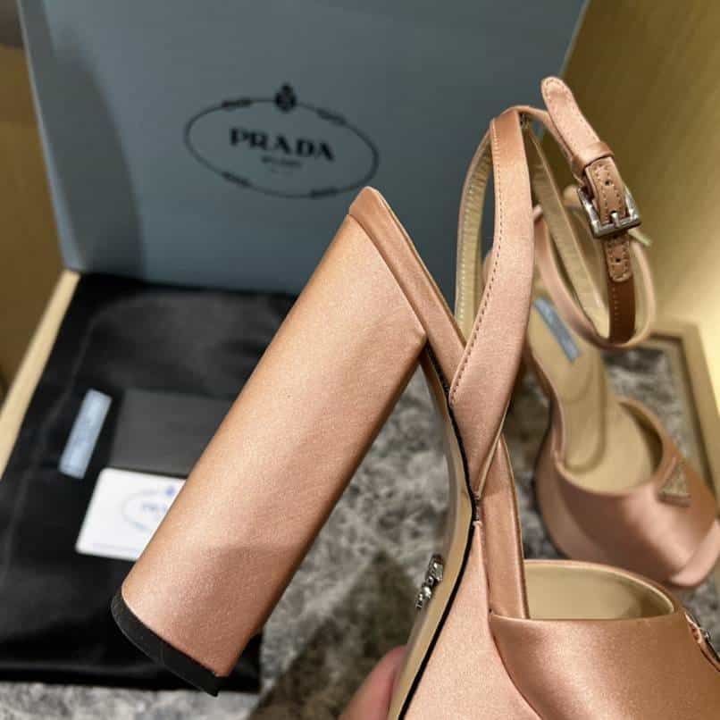Prada High-Heeled Satin Beige Sandals view 9