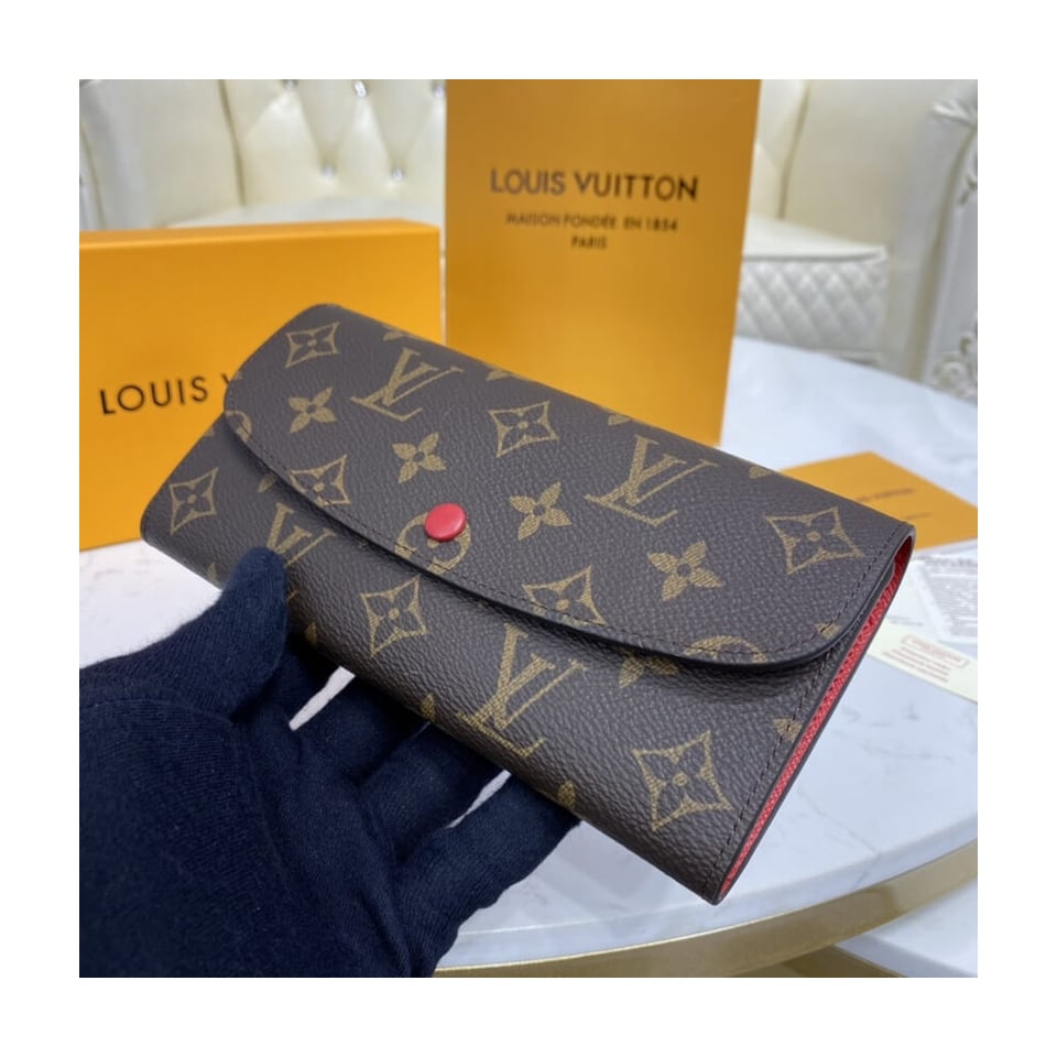 Louis Vuitton Monogram Canvas Emilie Wallet Red