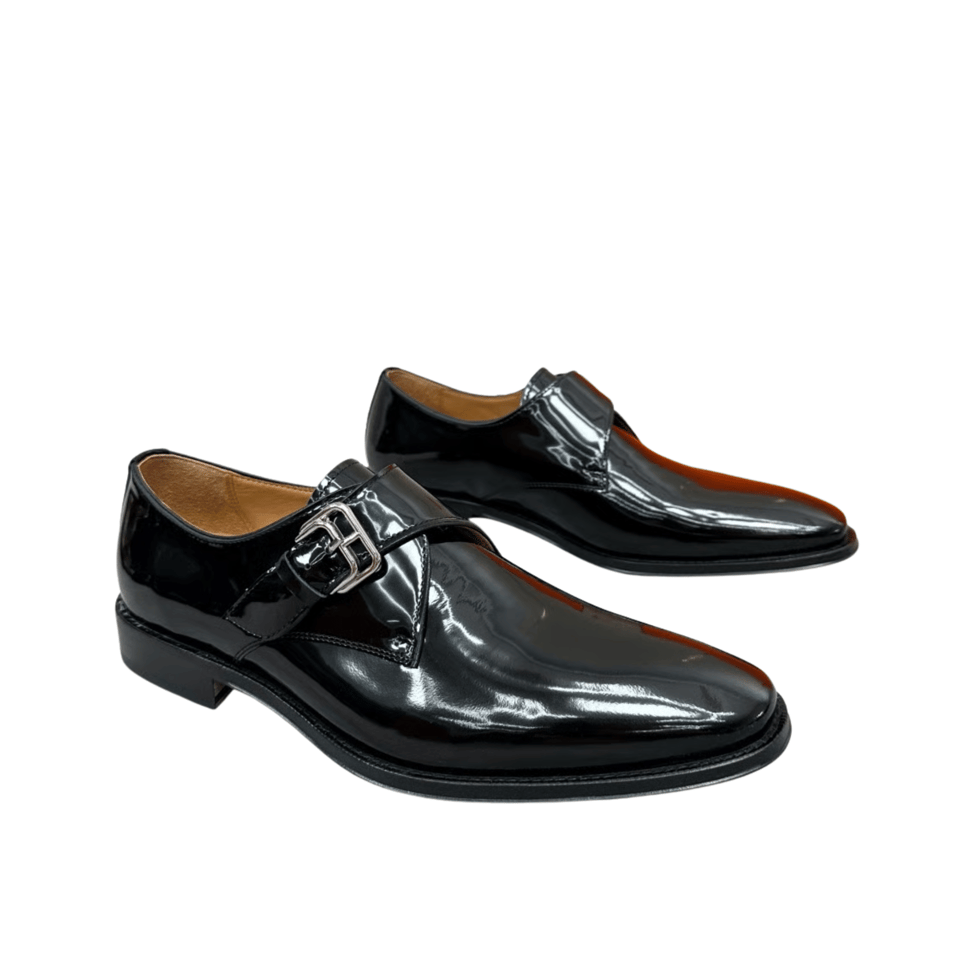 Hermès Black Polished Leather Monk Strap- Shoes for Men view 2
