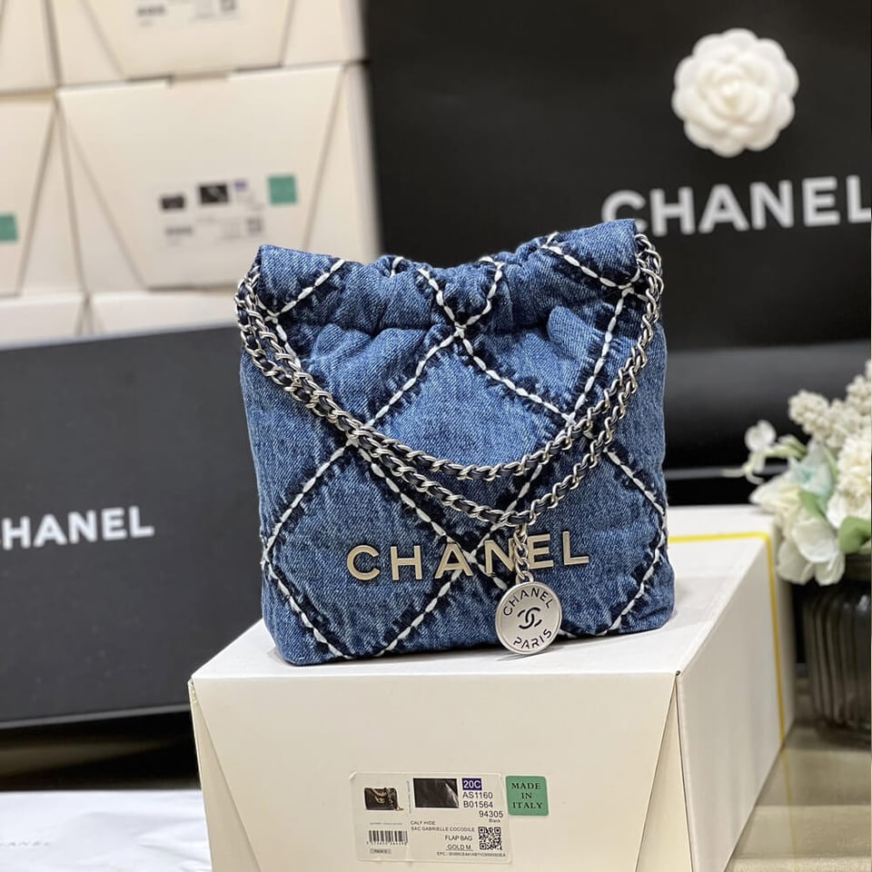 Chanel 22 Mini Handbag in Stitched Denim view 7