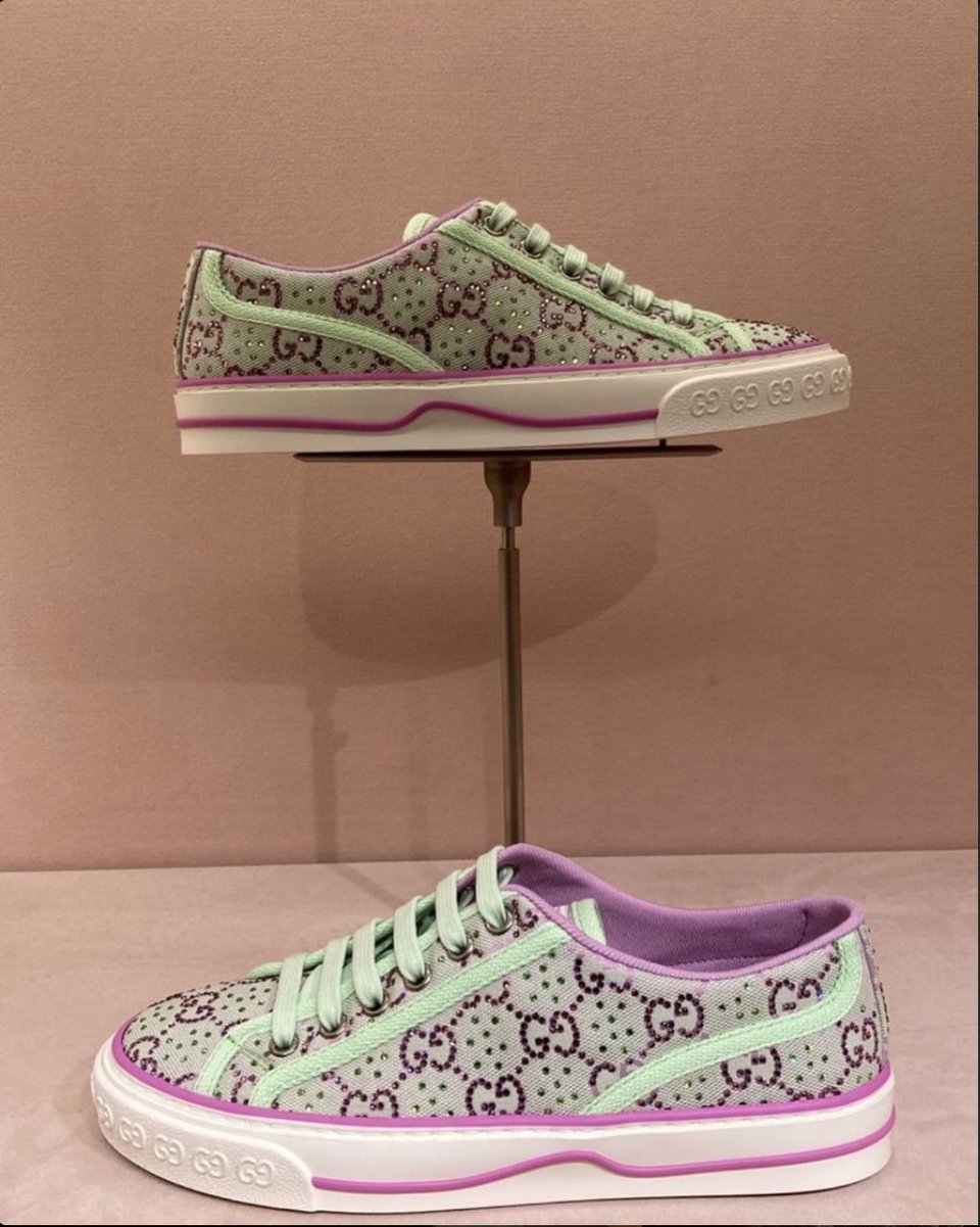 Gucci Tennis 1977 Sneaker Green And Lilac 782359 Fabzz 8641 view 3