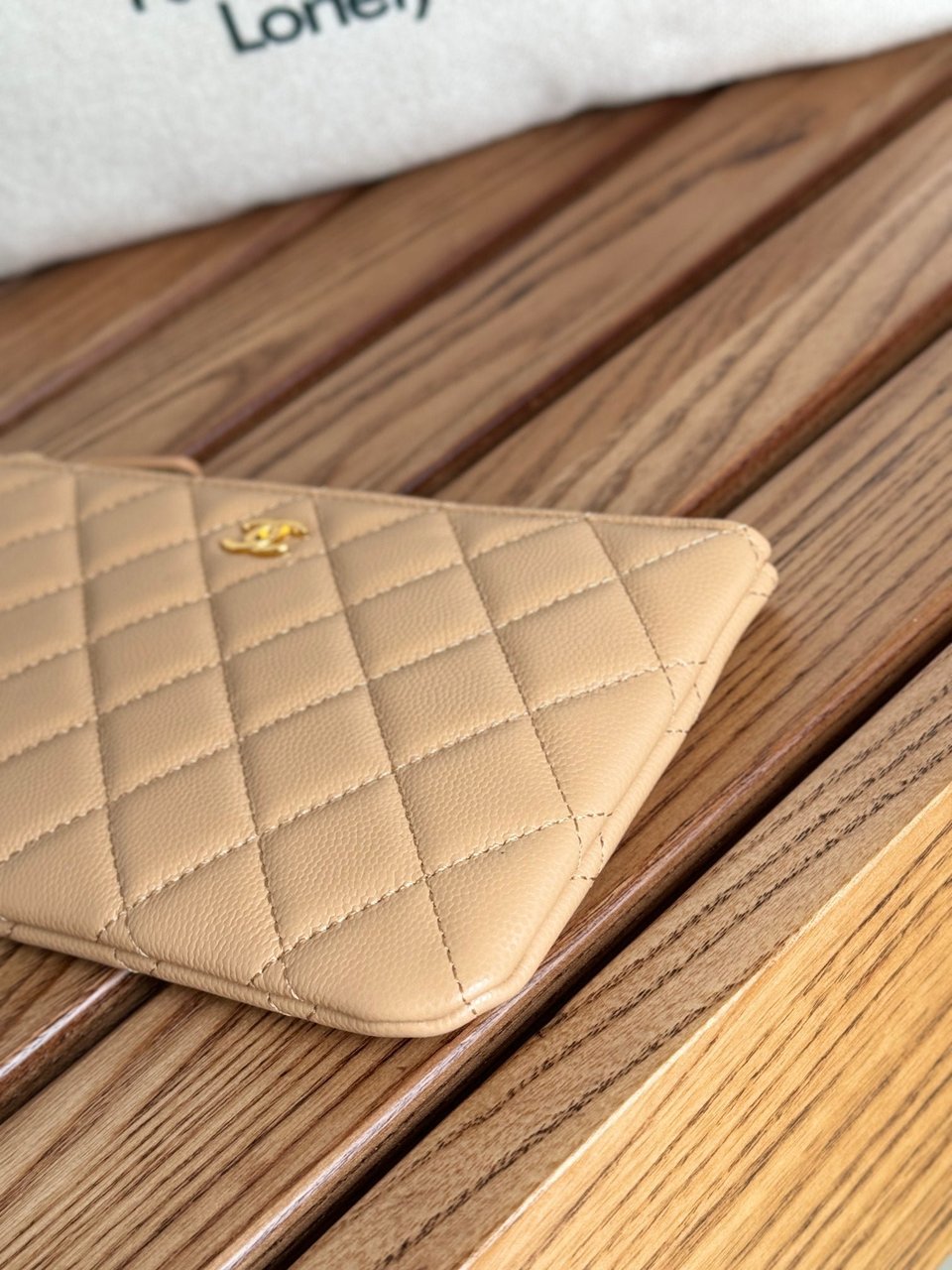 Chanel Zipped Wallet 20Cm Dark Beige Quilted Caviar Gold Hardware view 10