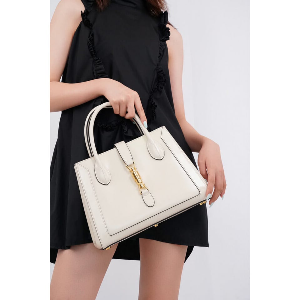 Gucci Jackie 1961 Medium Tote Bag in White Leather 30cm view 4