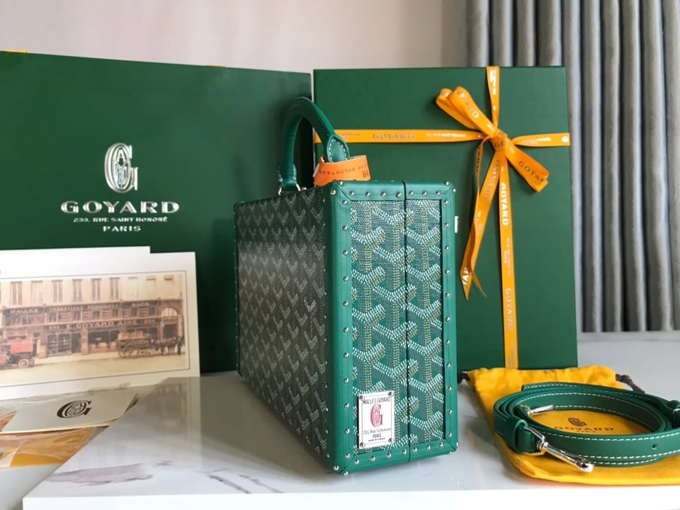 Goyard Grand Hôtel Trunk Bag 24.5cm Green Goyardine Canvas And Calfskin view 9
