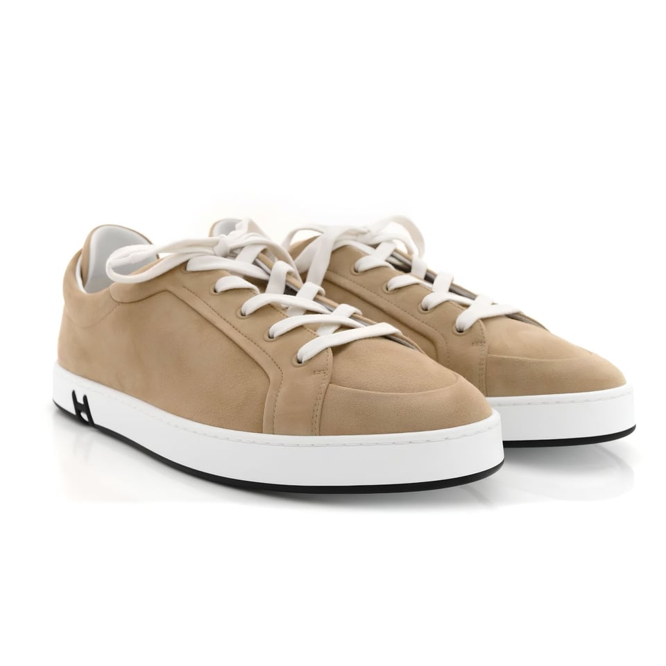 Hermes Kid Sneakers Beige Sable Color Goatskin H251933ZHC9400