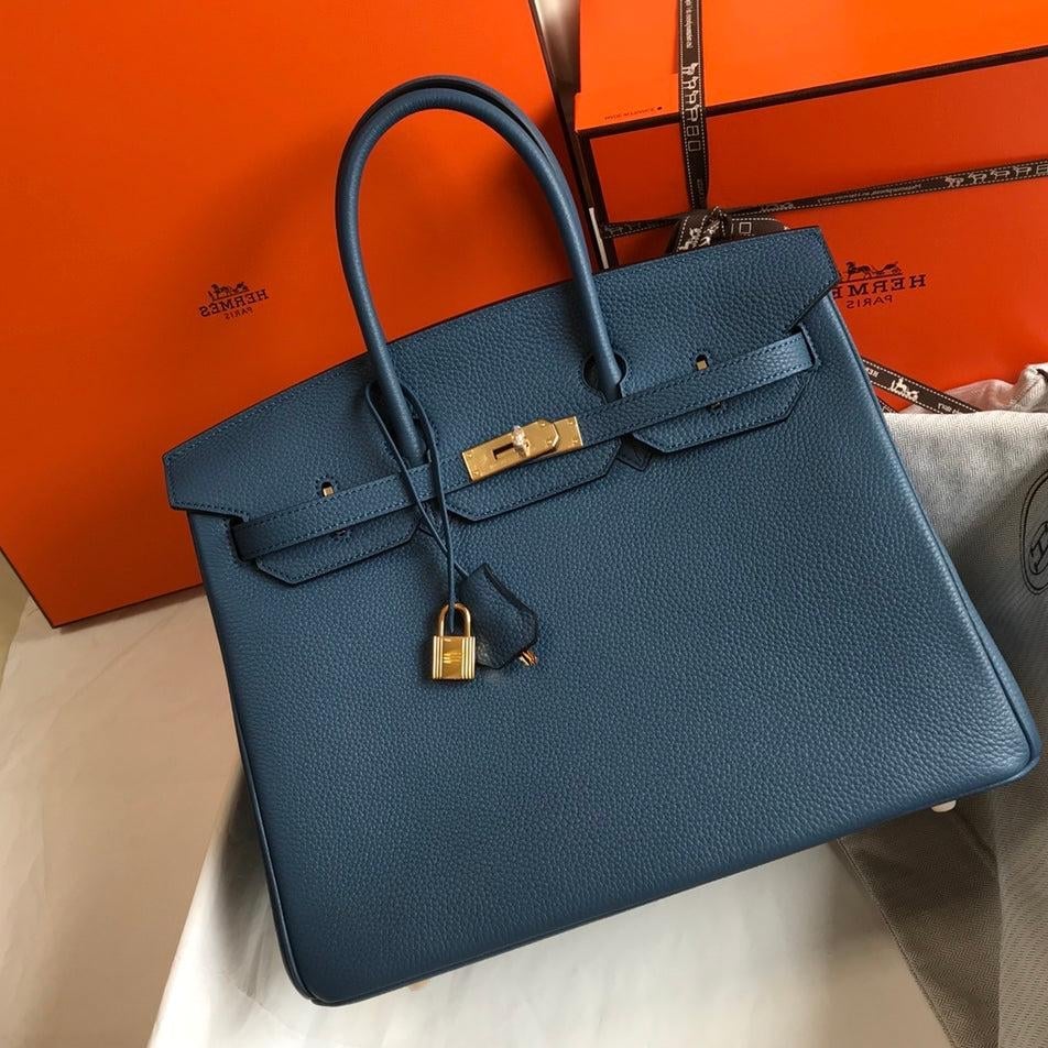 Hermes Birkin 35Cm Bag Azure Togo Gold Hardware view 2